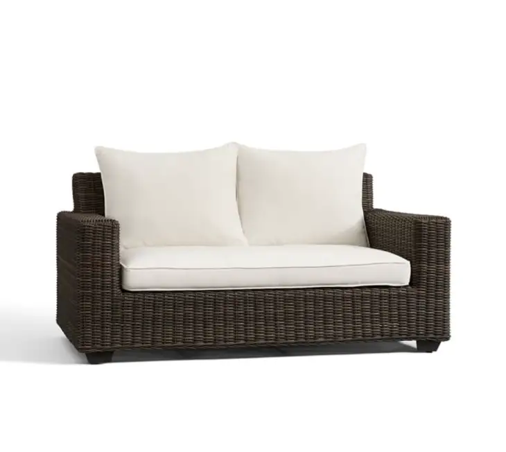 Torrey All-Weather Espresso Wicker Square Arm Loveseat